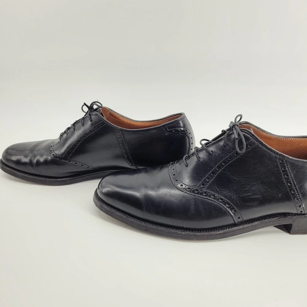Alden 991 Mens Black Leather Brogue Saddle Oxford Dress Shoes Size 9.5 AAA/A